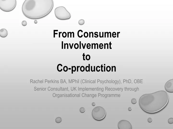 from consumer involvement to co production