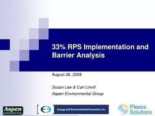 33% RPS Implementation and Barrier Analysis