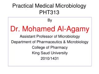 Practical Medical Microbiology PHT313