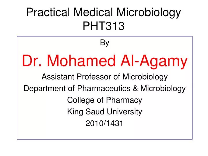 practical medical microbiology pht313