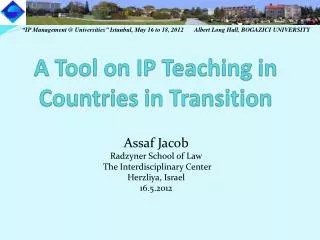 A Tool on IP Teaching in Countries in Transition