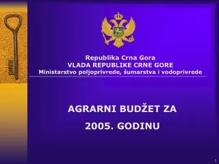 Republika Crna Gora VLADA REPUBLIKE CRNE GORE Ministarstvo poljoprivrede, šumarstva i vodoprivrede