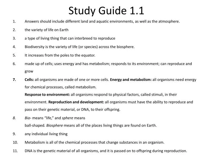 study guide 1 1