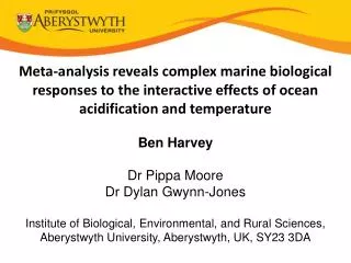 Marine biological responses to ocean acidification and temp