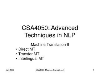CSA4050: Advanced Techniques in NLP