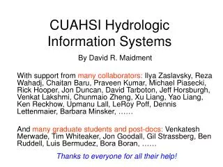 CUAHSI Hydrologic Information Systems