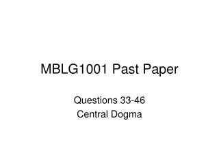 MBLG1001 Past Paper