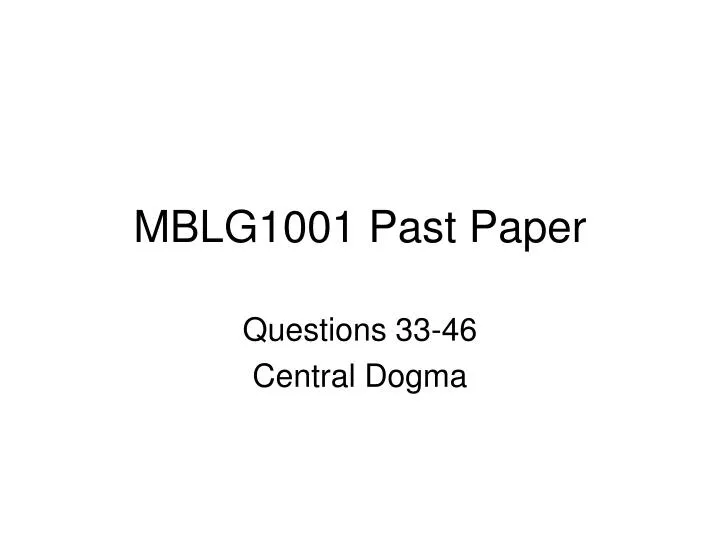 mblg1001 past paper