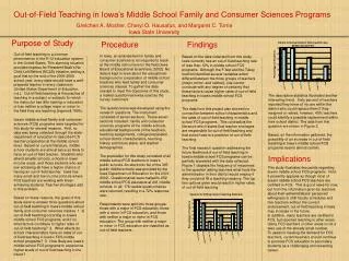 Out-of-Field Teaching in Iowa’s Middle School Family and Consumer Sciences Programs