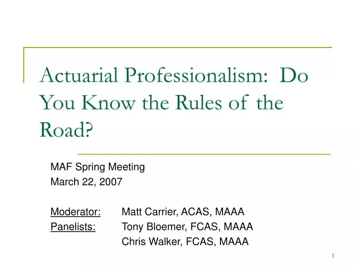 actuarial professionalism do you know the rules of the road