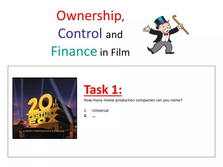 ownership control and finance in film