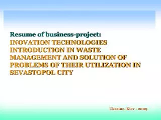 Resume of business-project :
