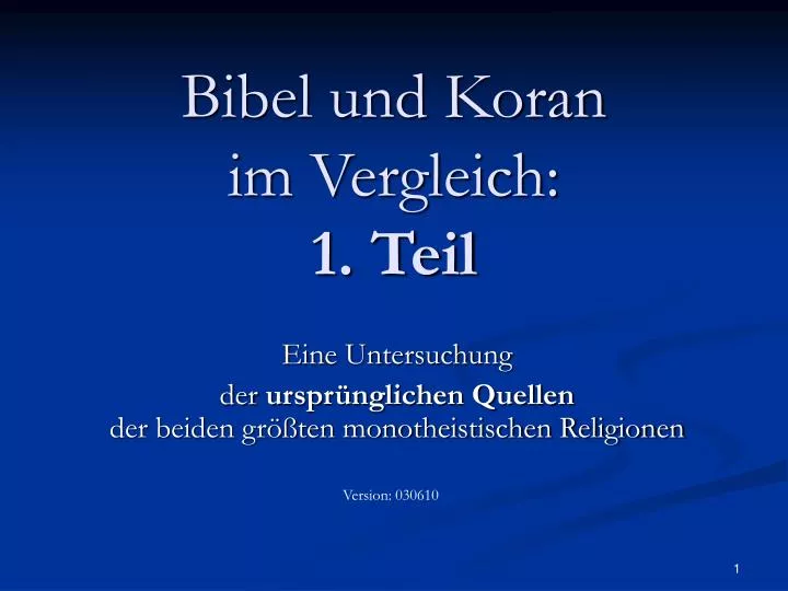 bibel und koran im vergleich 1 teil