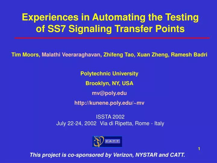 experiences in automating the testing of ss7 signaling transfer points