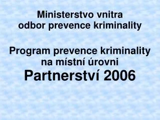 Ministerstvo vnitra odbor prevence kriminality