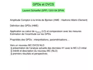 GPDs et DVCS