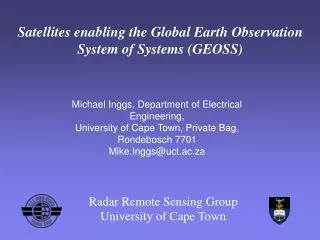 Satellites enabling the Global Earth Observation System of Systems (GEOSS)