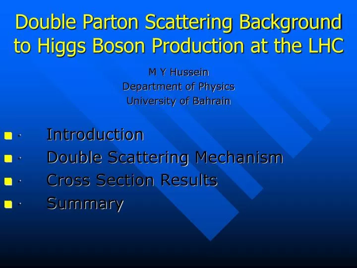 double parton scattering background to higgs boson production at the lhc