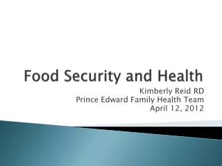 Food Security and Health