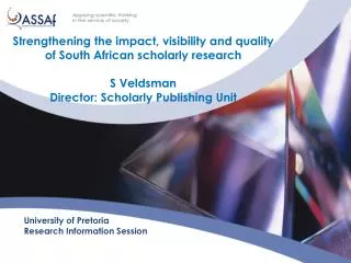 University of Pretoria Research Information Session