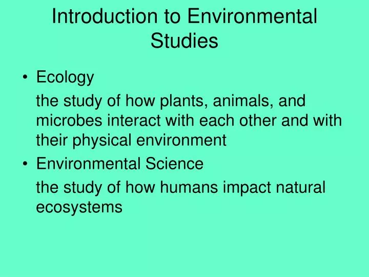 introduction to environmental studies