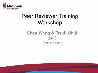 Peer Reviewer Training Workshop