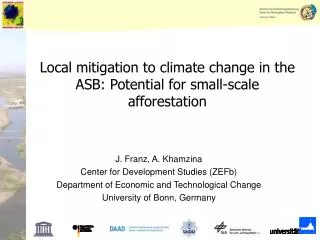 Local mitigation to climate change in the ASB: Potential for small-scale afforestation