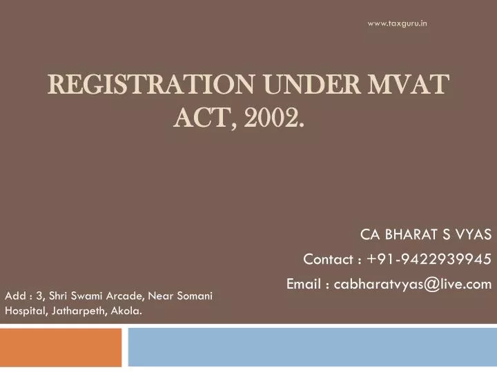 registration under mvat act 2002