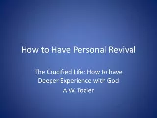 How to Have Personal Revival