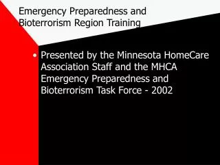 Emergency Preparedness and Bioterrorism Region Training