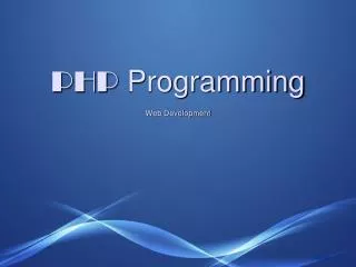 PHP Programming Web Development