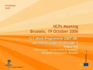 NCPs Meeting Brussels, 19 October 2006