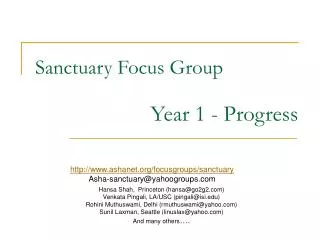 Sanctuary Focus Group