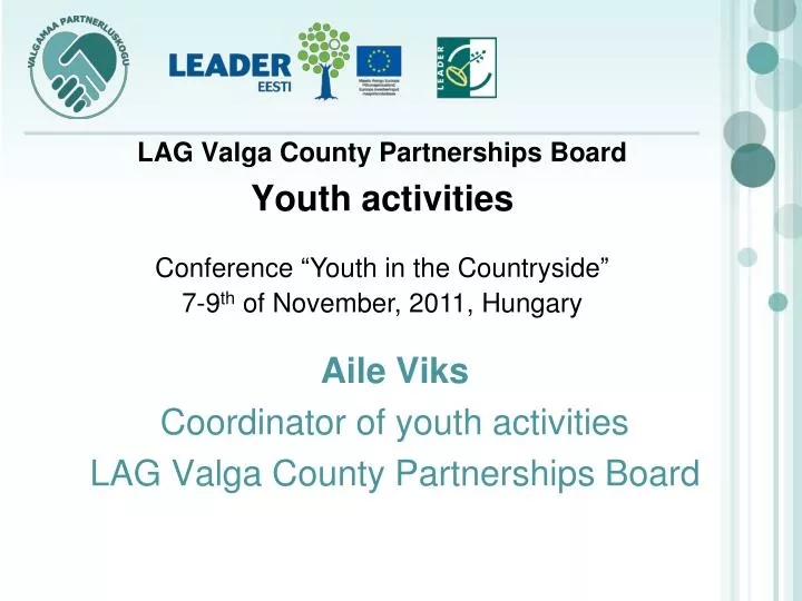 aile viks coordinator of youth activities lag valga county partnerships board