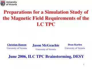 Preparations for a Simulation Study of the Magnetic Field Requirements of the LC TPC