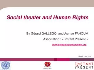 Social theater and Human Rights By Gérard GALLEGO and Asmae FAHOUM