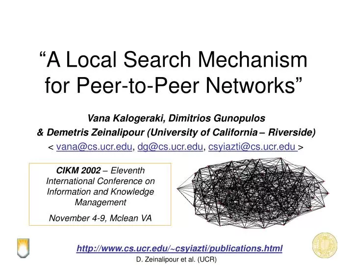 a local search mechanism for peer to peer networks