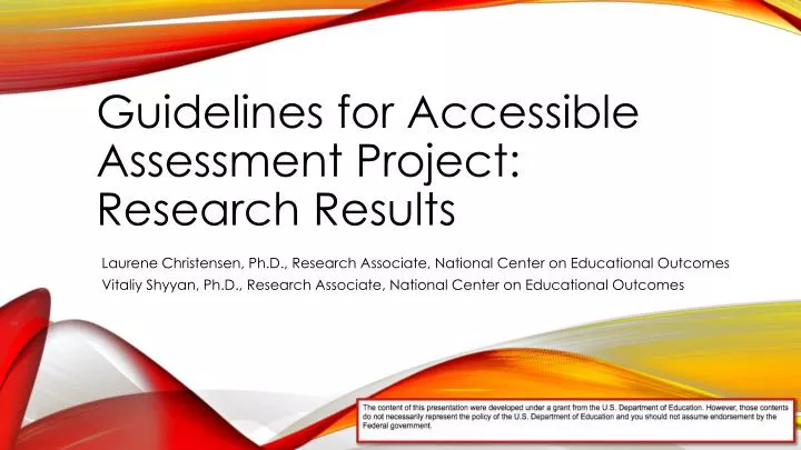 guidelines for accessible a ssessment p roject research r esults