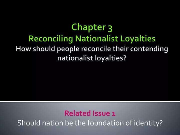 related issue 1 should nation be the foundation of identity