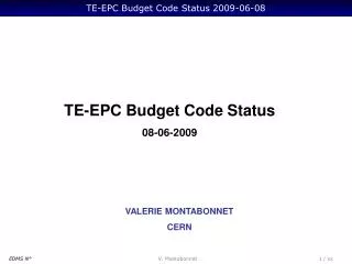 TE-EPC Budget Code Status 08-06-2009