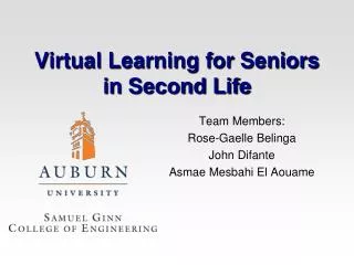 Virtual Learning for Seniors in Second Life