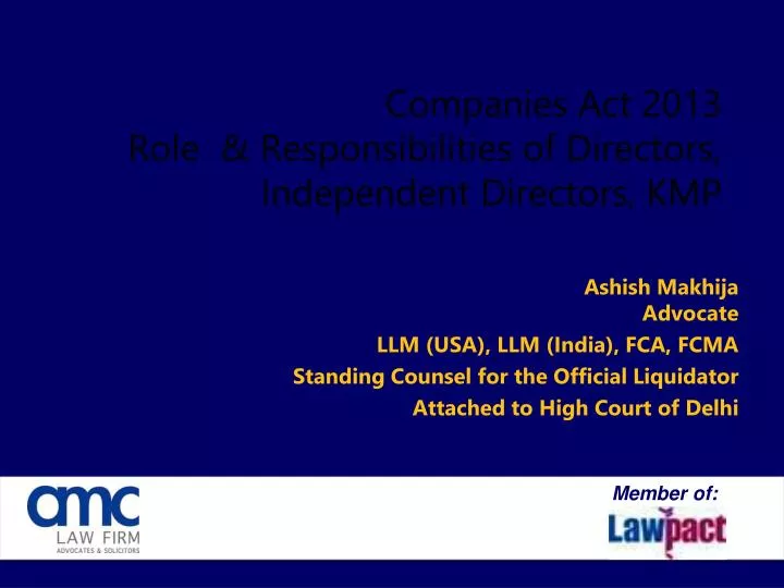 companies act 201 3 role responsibilities of directors independent directors kmp