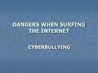 DANGERS WHEN SURFING THE INTERNET