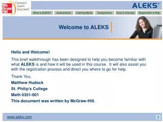 Welcome to ALEKS