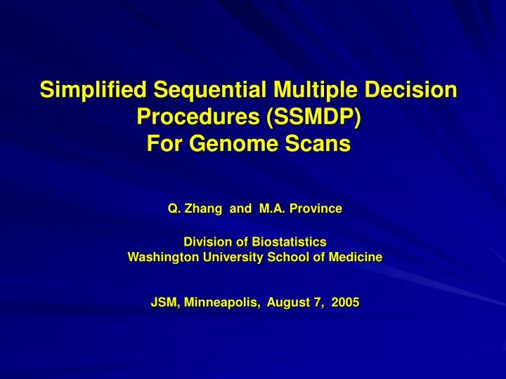 simplified sequential multiple decision procedures ssmdp for genome scans