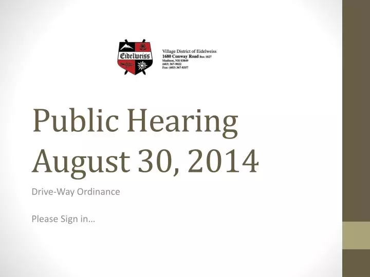 public hearing august 30 2014