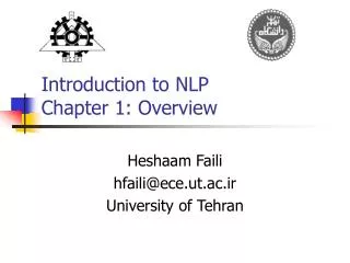 Introduction to NLP Chapter 1: Overview