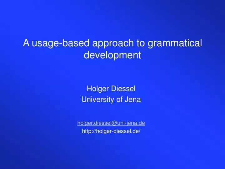a usage based approach to grammatical development