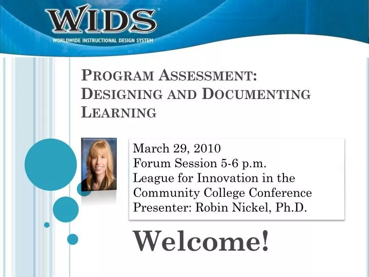 program assessment designing and documenting learning