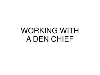 WORKING WITH A DEN CHIEF